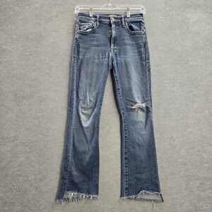 Mother Women Jeans 24 Blue Denim Straight Leg The Insider Crop Step Fray‎